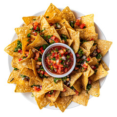 Homemade Spicy Mexican Salsa and Crispy Tortilla Chips on a Rustic Wooden Platter