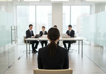 企業の面接を受ける女性 - 就職活動  - 背景
