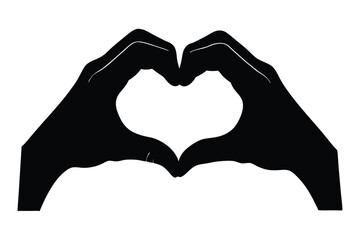 Obraz premium hand showing love shape vector art. hand showing heart and love shape . finger showing heart vector art isolated on white background.