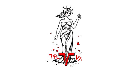 Fototapeta premium “Illustration Highlighting Gender Violence” – A conceptual design showing a broken symbol of Venus, representing violence against women and the need for equality, on a white background. 