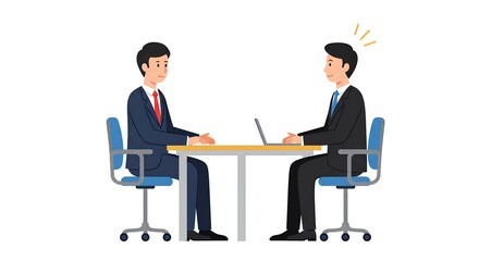 Obraz premium 就職面接 - 面談する日本人男性 - イラスト素材