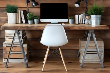 Modern Rustic Home Office Workspace Setup Design