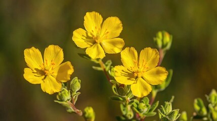 Obraz premium Vibrant Portulaca oleracea (Pigweed) flowers in bloom with a blurred background, leaving space for your creative text or logo