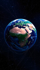 Fototapeta premium A planet earth with a network of lines and lines, with white tones