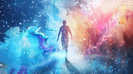 Fototapeta premium Teleportation Effect effect watercolor