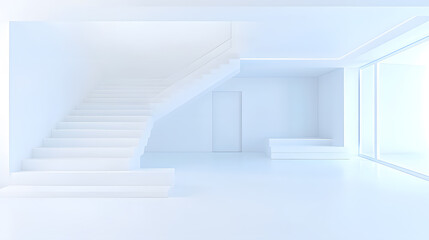 Obraz premium Minimalist interior design modern home photography bright environment wide angle aesthetic serenity