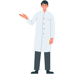 Pharmacist Person Character with Smile Expression Design. Vector Cartoon Illustration