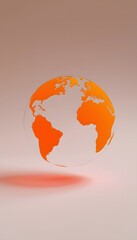Planet earth in glowing orange, Paper Cutout style, with white tones