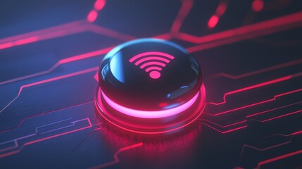 Digital technology themed background with a futuristic blue network interface and circular design elements