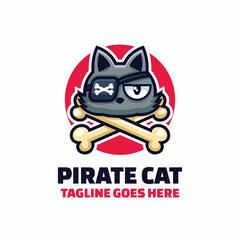 Pirate Cat Simple Mascot Logo