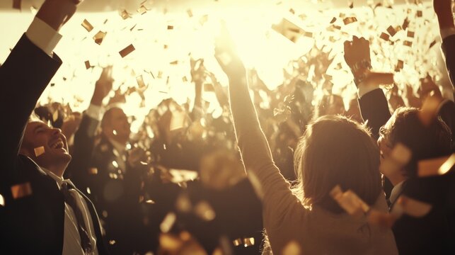 Joyful Celebration at Corporate Event with Positive Energy