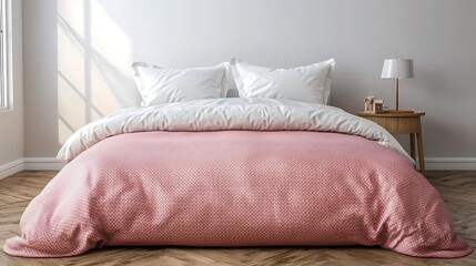 White wall background bed with pink and white