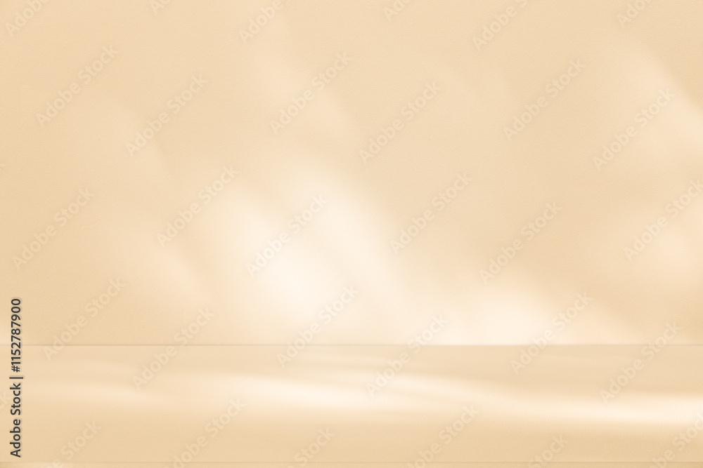 Aufkleber wall interior background, studio and backdrops show products. with leaf shadow from window color bei