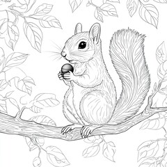 Obraz premium A Squirrel Sitting On A Branch Holding An Acorn