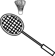 Badminton racket and shuttlecock icon vector illustration of sports equipment. 