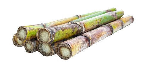 Fototapeta premium Sweet sugarcanes arranged in an attractive pattern, ready for sale or consumption, emphasizing their natural goodness.