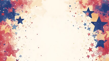 Naklejka premium Vibrant Watercolor Starburst Illustration: Festive Patriotic Design Background. AI Generated