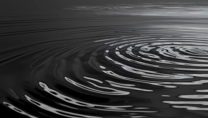 Realistic Minimalist Abstract Background with Soft Silvery Ripples on a Dark Black Canvas