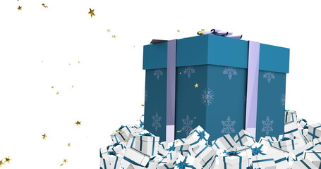 Image of merry christmas text over presents