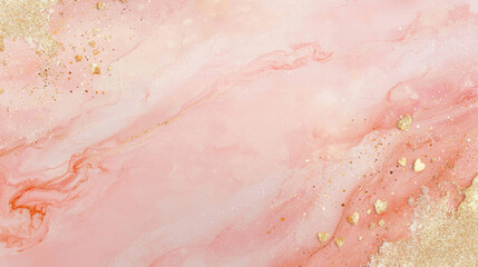 Fototapeta premium Soft pink and gold glitter background with marble texture and heart accents