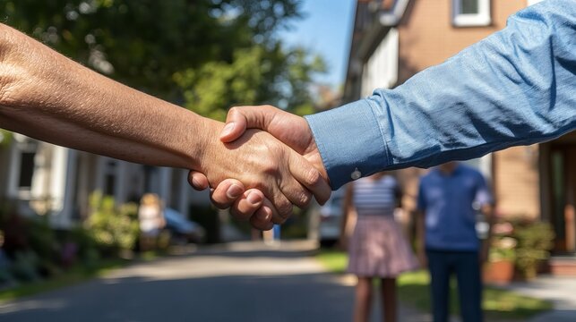 Politician Engaging in Handshake with Voter During Community Campaign Event Outdoors