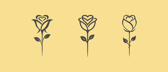 Minimalist Rose Line Art illustrations