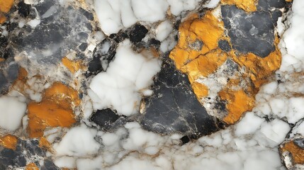 Abstract Marble Texture With Gold And Black Veins