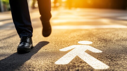 Urban Crosswalk with Signage and Natural Lighting