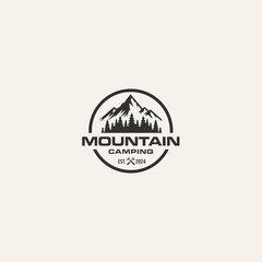 Minimalist Mountain Camp Emblem for your business
