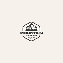 Minimalist Mountain Camp Emblem for your business