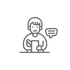 01Boy writing note vector icon in white background