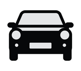 Car front view silhouette icon. Automobile front view car illustration with white background.