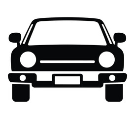 Car front view silhouette icon. Automobile front view car illustration with white background.