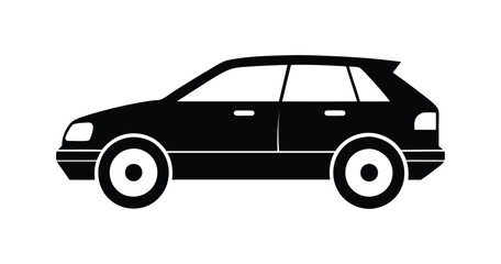 Fototapeta premium Car side view silhouette illustration. Modern vehicle vector design. Black and white car graphic. Minimalist automobile icon