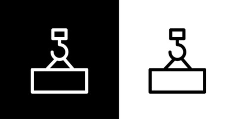 Hook icon. Hanger. Fastening. Name plate. Black logo. Draw lines. Silhouette