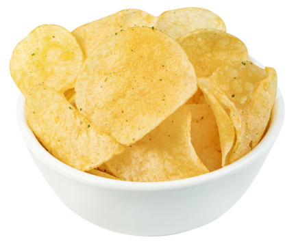 potato chips in bowl isolated