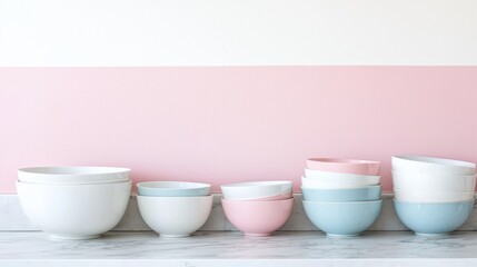 Stylish mixing bowls arrangement modern kitchen home decor minimalist aesthetic viewpoint