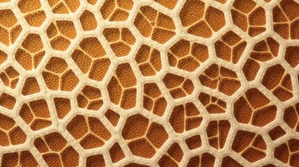 Intricate Honeycomb Pattern  A Close-Up View of an Organic Textured Surface with Interlocking Polygonal Cells