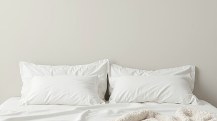 Obraz premium unmade bed with soft pillows and a light blanket, symbolizing a space for resting