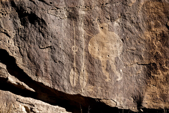 Big Warrior panel of the Crow Canyon Petroglyphs, located  near Bloomfield, New Mexico