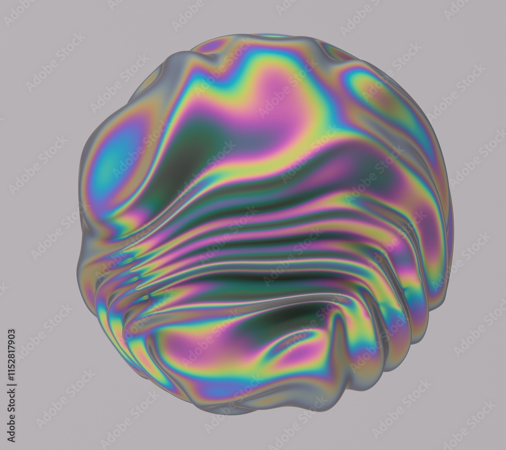 Aufkleber holographic glossy sphere with ripples and distortions on the surface with rainbow iridescences. abs