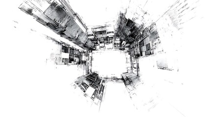 Obraz premium Stunning 3D Rendered Abstract Cityscape Illustration: Futuristic Architectural Design. AI Generated