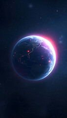 Fototapeta premium earth in space. , Generative, AI, glowing neon, with white tones