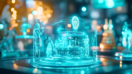 holographic market scene, futuristic shop - metaverse