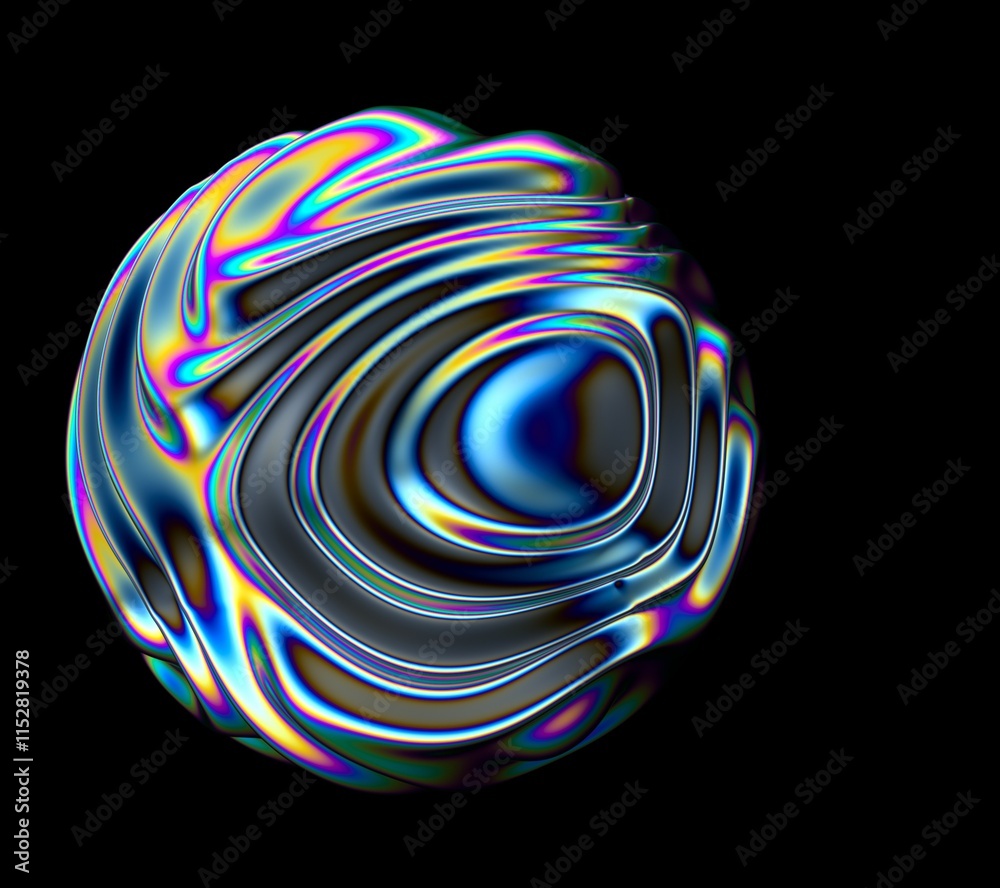 Aufkleber holographic glossy sphere with ripples and distortions on the surface with rainbow iridescences. abs