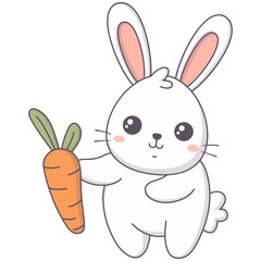 Cute Baby Rabbit in White Color Design. Vector Cartoon Character