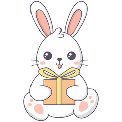 Cute Baby Rabbit in White Color Design. Vector Cartoon Character