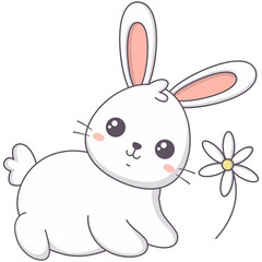 Cute Baby Rabbit in White Color Design. Vector Cartoon Character