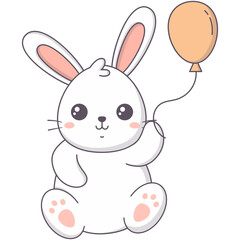 Obraz premium Cute Baby Rabbit in White Color Design. Vector Cartoon Character