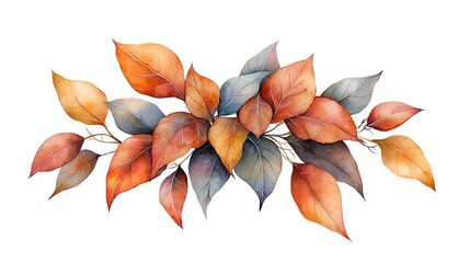 Autumn leaves arrangement nature watercolor art vibrant colors aesthetic view seasonal beauty
